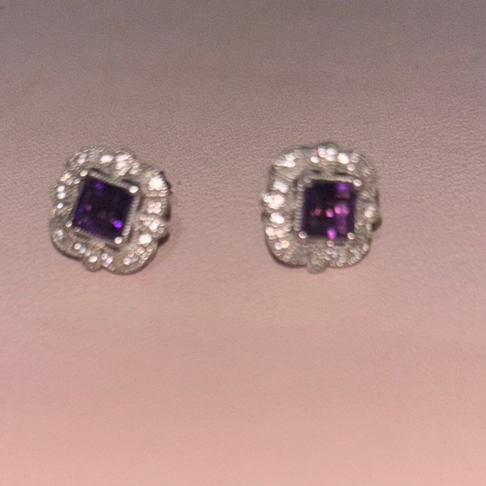 Amethyst 925 princess earrings